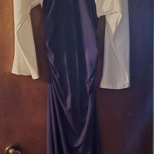 Elegant Dark Blue and White Women's Dress